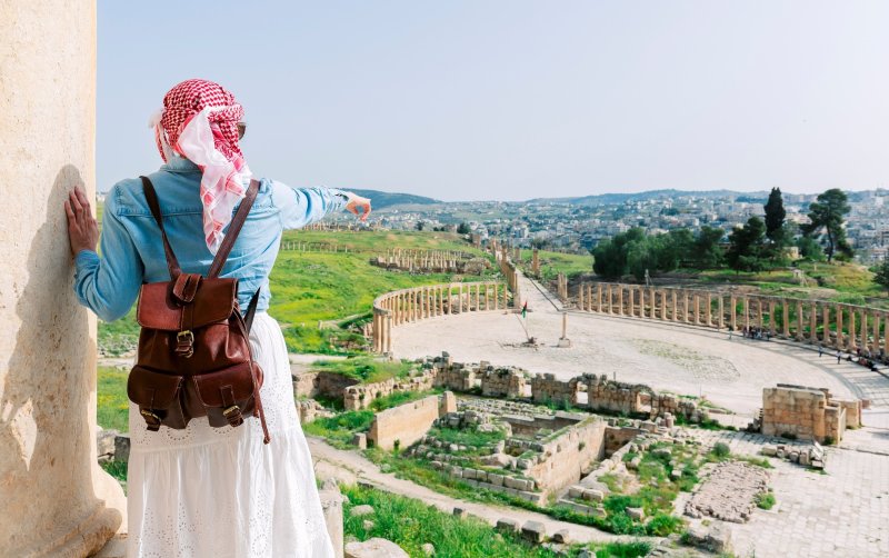 Tourist Admiring Jerash